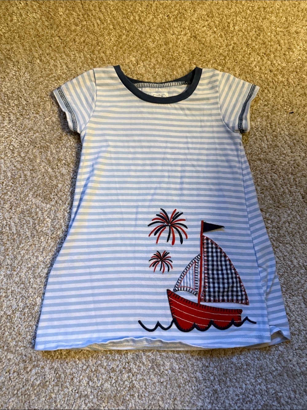 Mud Pie Blue & White Striped Baby Tee Dress